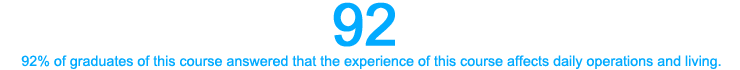 92% of graduates of this course answered that the experience of this course affects daily operations and living.