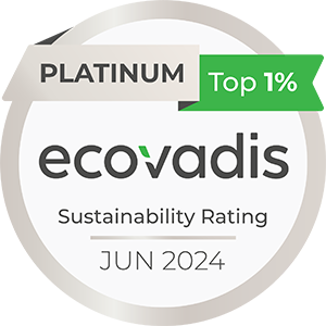 The logo of ecoVadis Sustainability Rating 2023 PLATINUM